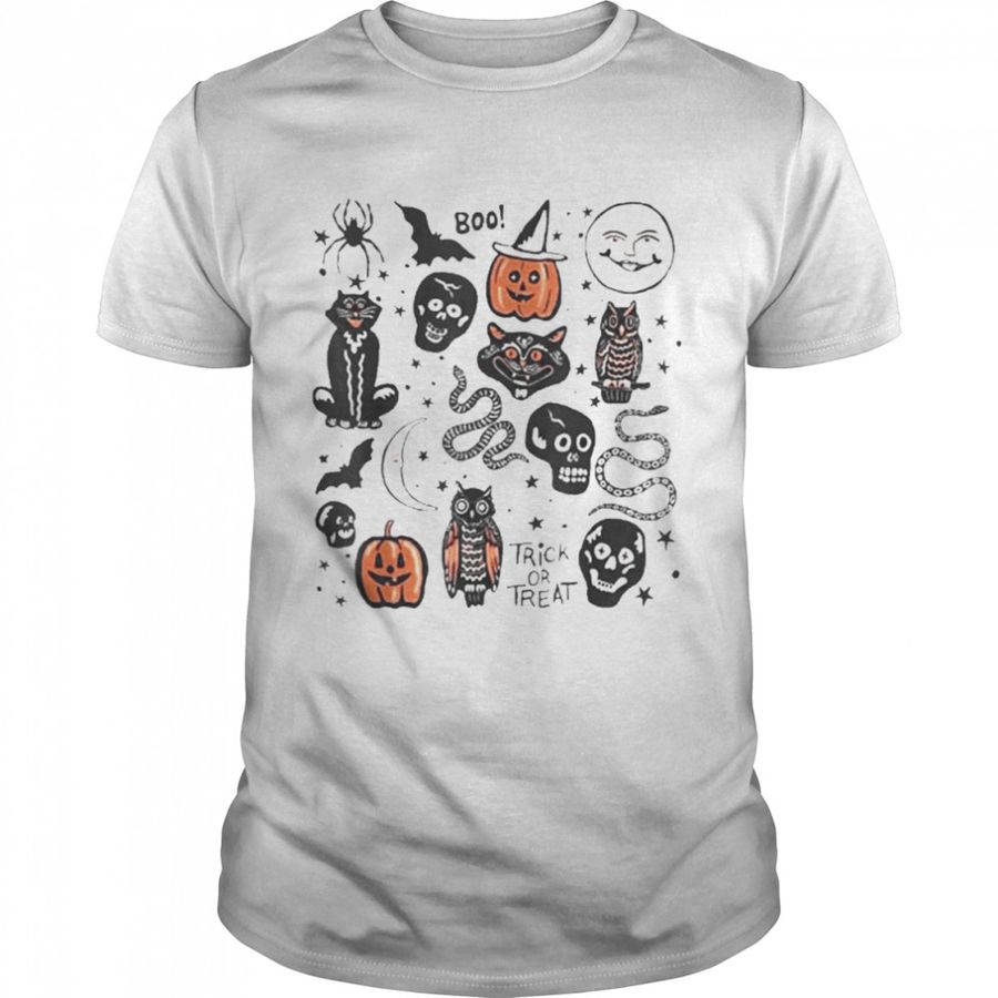 Halloween Season Trick Or Treat Pumpkin Skull Spooky Vibes Shirt