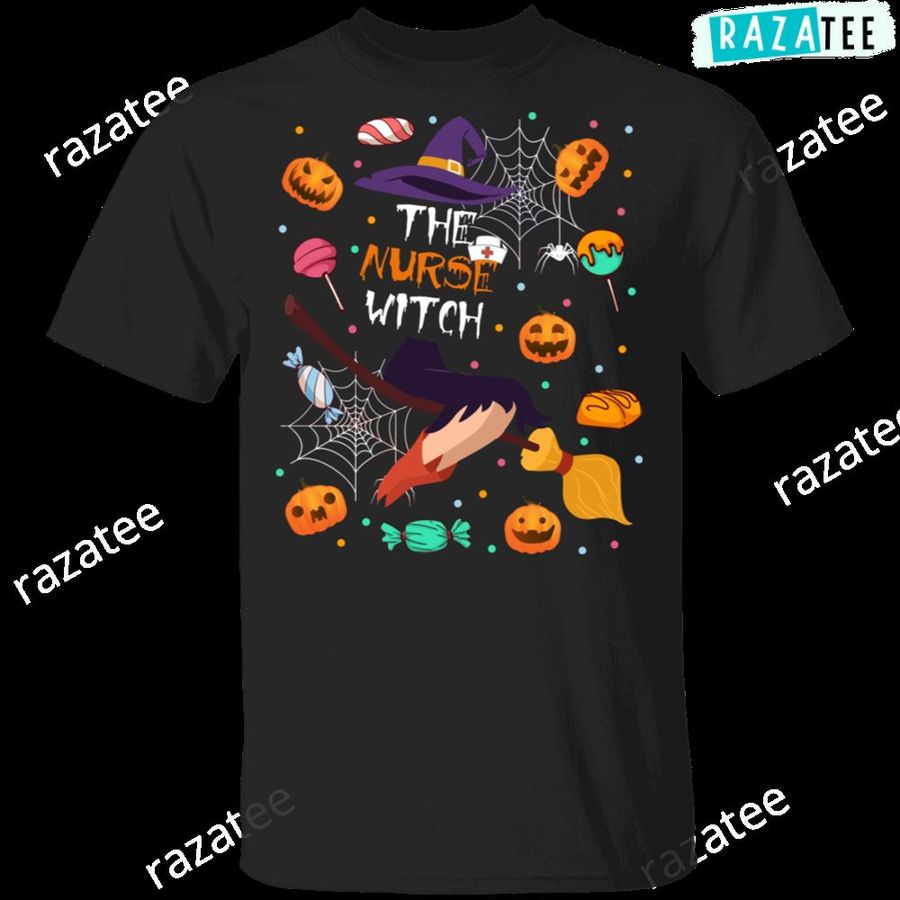 Halloween Shirt The Nurse Witch Cool Halloween Pumpkin Candies Lover Gifts Halloween T-Shirt