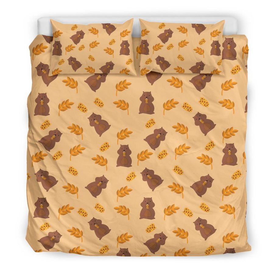 Hamster Eating Pattern Print Duvet Cover Bedding Set