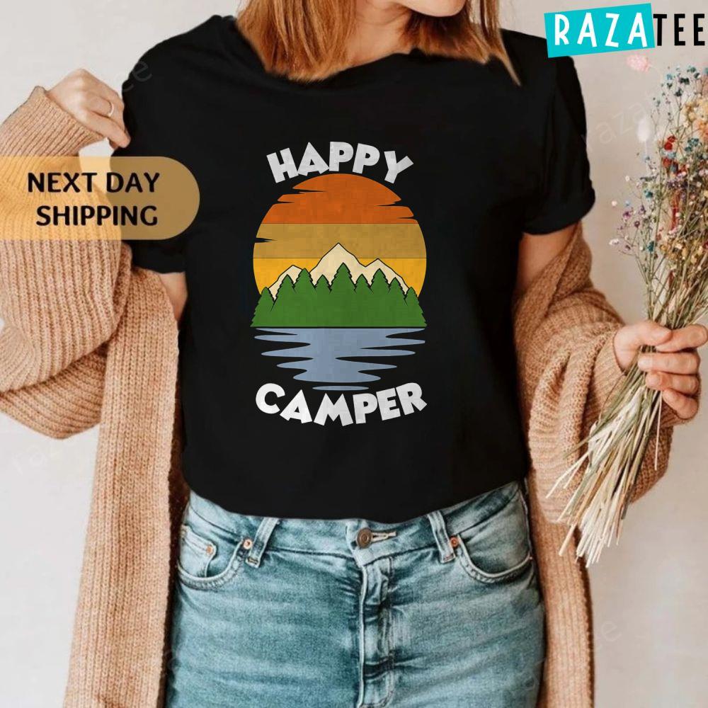 Happy Camper Mountain Lake and Forest design Men Women Kids T-Shirt