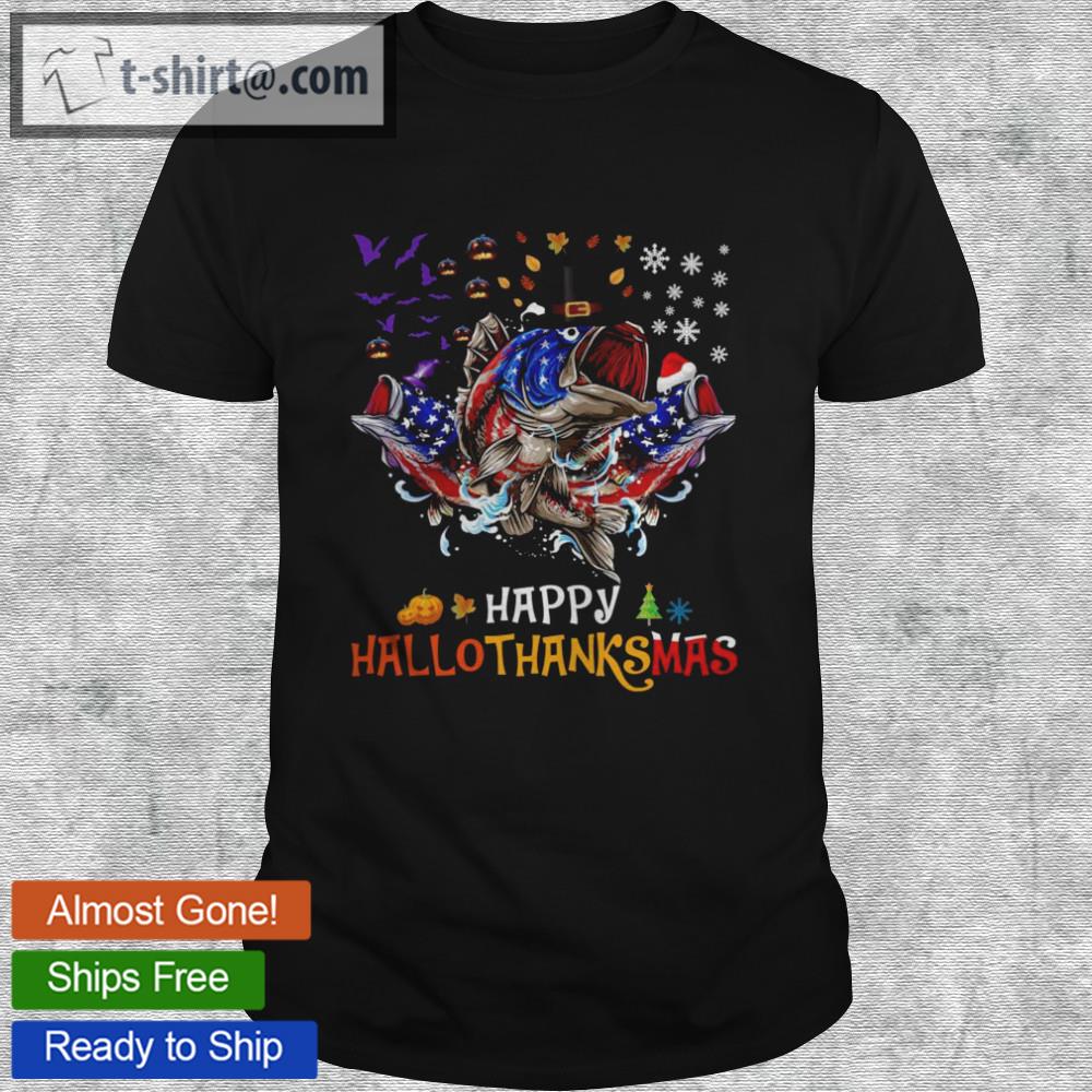 Happy hallothanksmas fish fishing halloween thanksgiving shirt