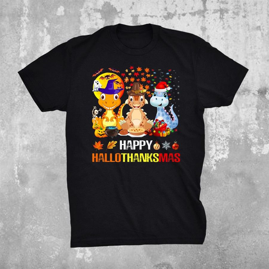 Happy Hallothanksmas Halloween Thanksgiving Merry Christmas Shirt