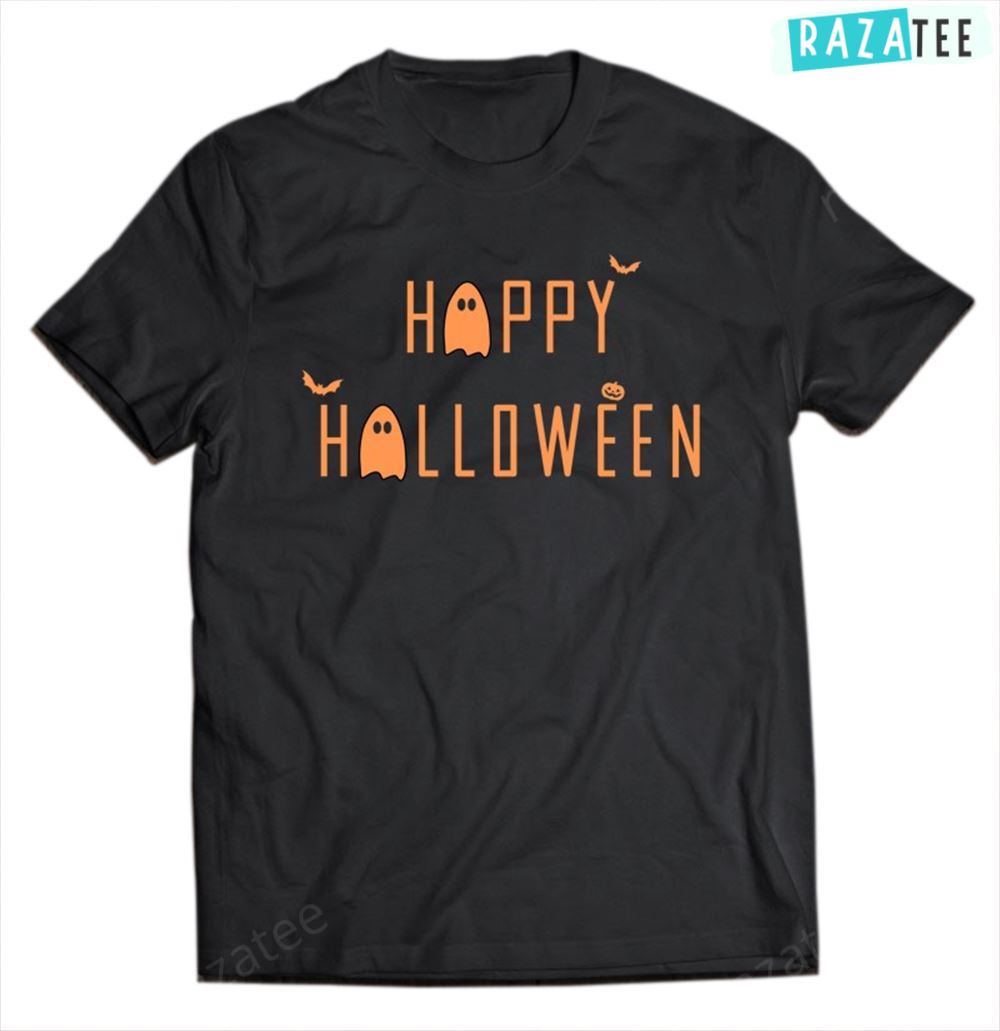 Happy Halloween Tee Cute Spooky Ghost Tee Halloween Family Long Shirt