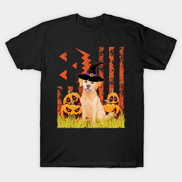 Happy Halloween US Flag Labrador Dog witch pumpkins T-shirt