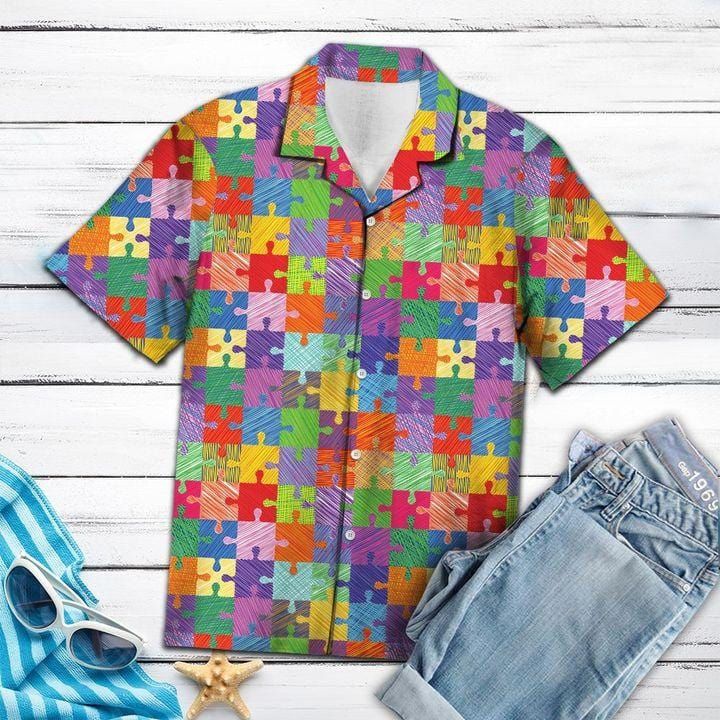 Hawaii Shirt Colorful Pieces Autism -ZX1428 