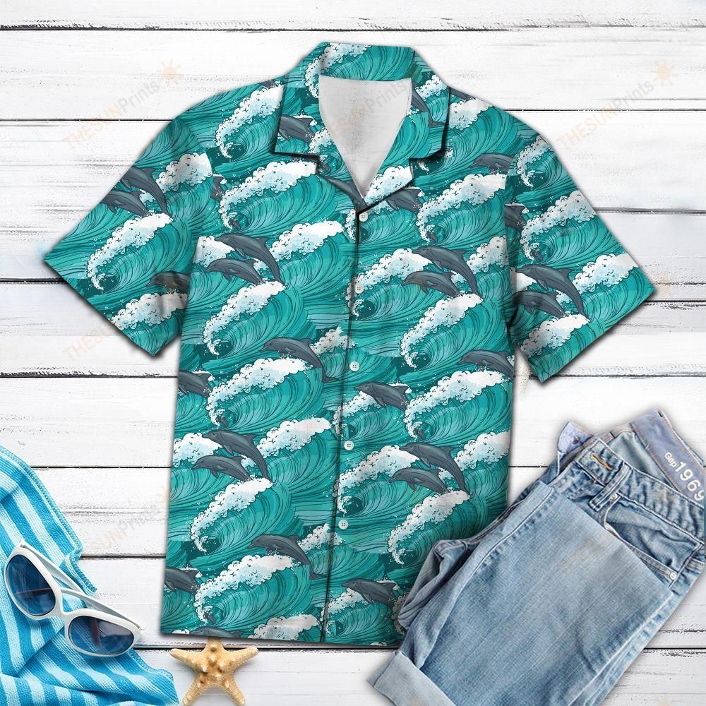 HAWAII SHIRT Dolphin Waves -ZX5577 