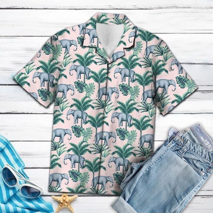 HAWAII SHIRT Elephant Coconut Palm -zx16104 