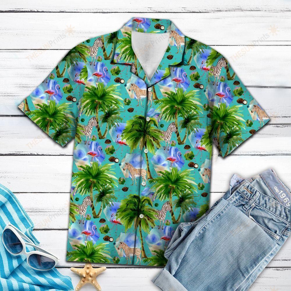 HAWAII SHIRT Flamingo Zebra -ZX5246 