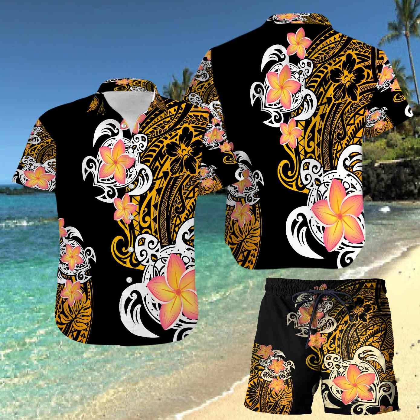 Hawaii Shirt & Short Set Turtle Polynesian 