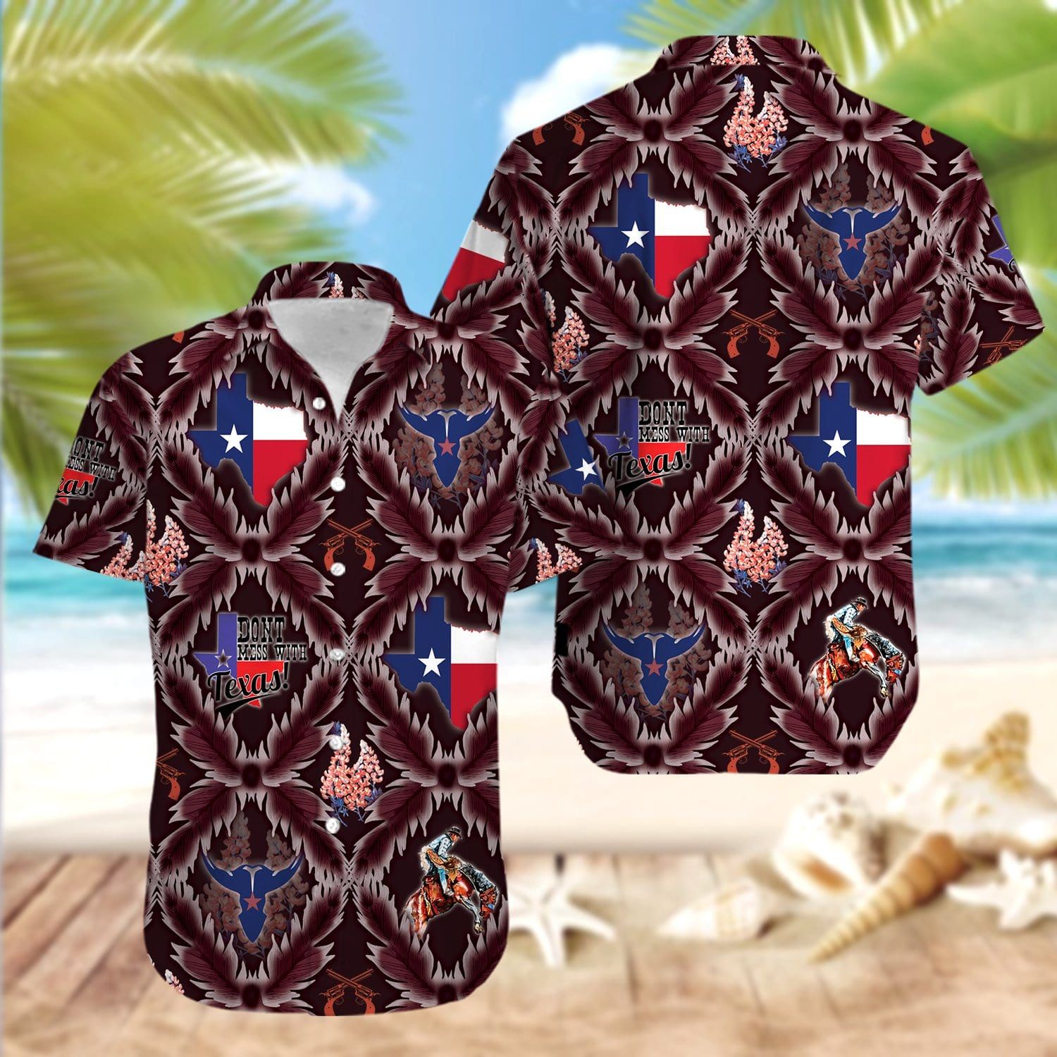 Hawaiian Aloha Shirts All About Texas #1504KV