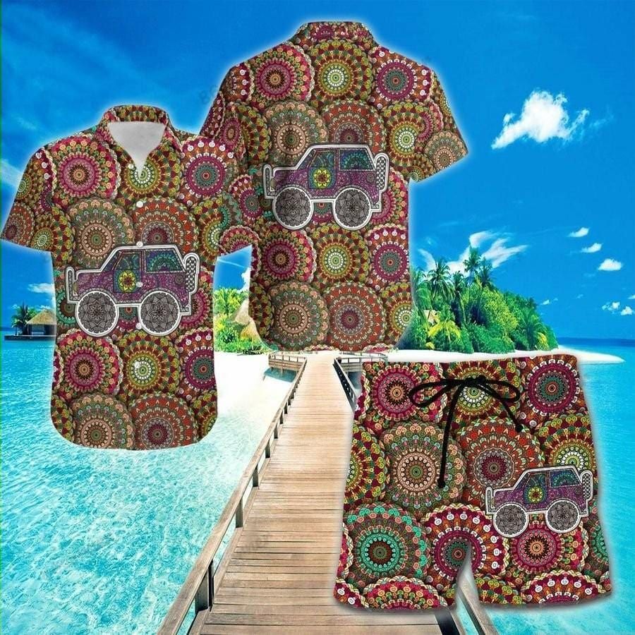 Hawaiian Aloha Shirts - Beach Shorts Jeep Mandala