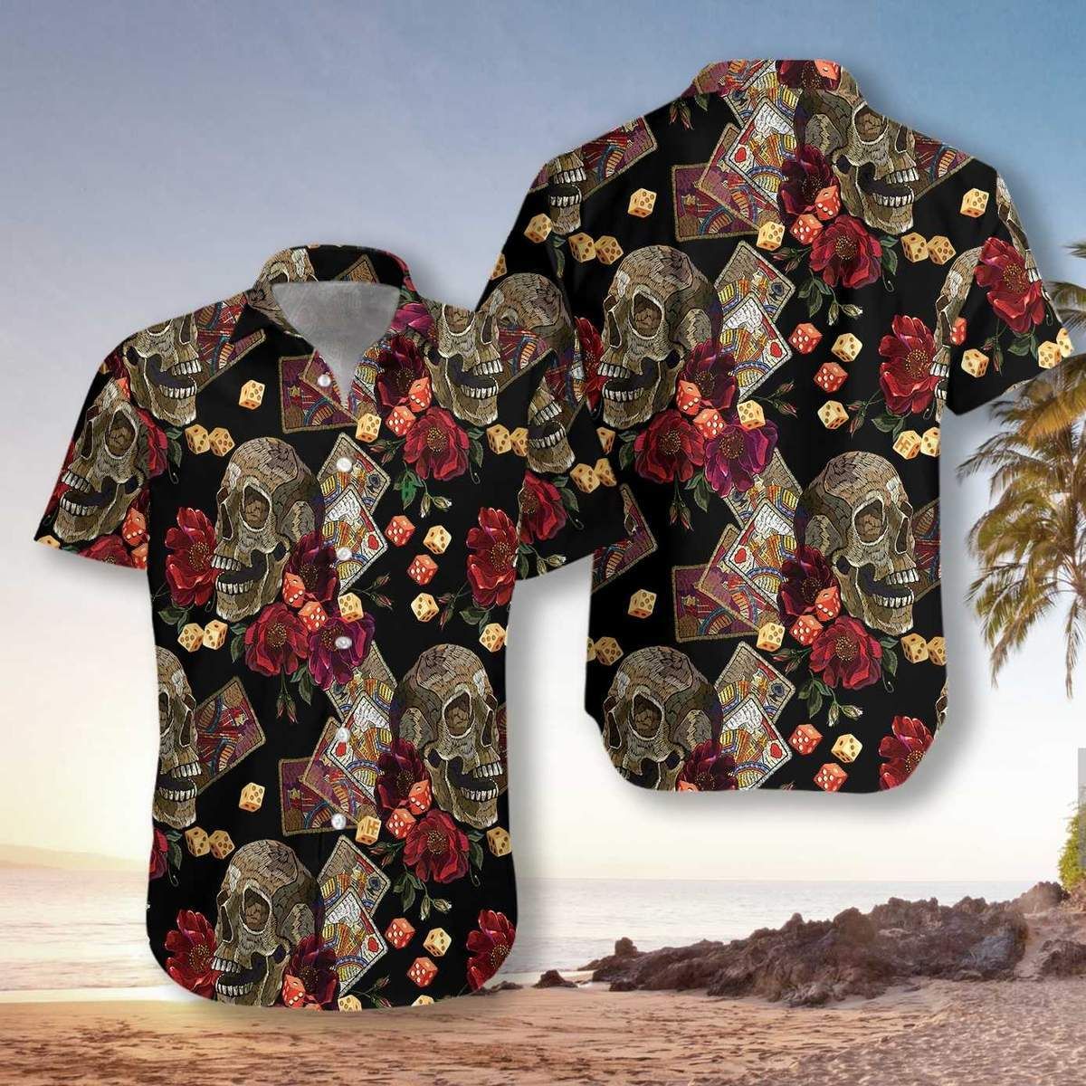 Hawaiian Aloha Shirts Casino Skull Dice