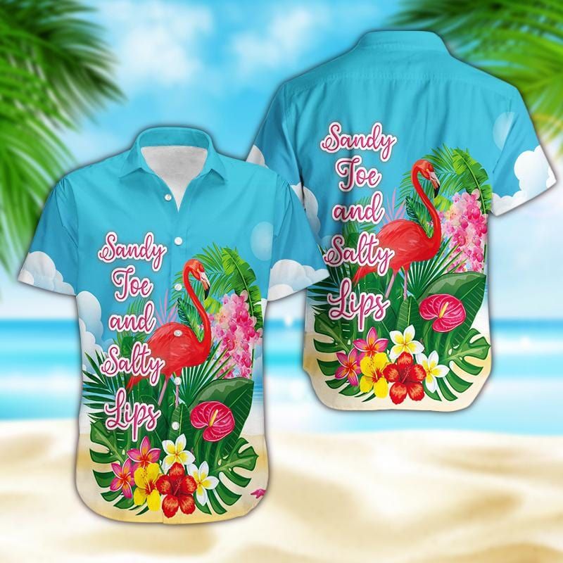 Hawaiian Aloha Shirts Flamingo Sandy Joe And Salty Lips #2501DH