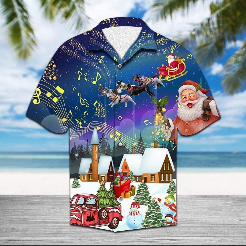 Hawaiian Aloha Shirts Frenchie Sleigh Christmas