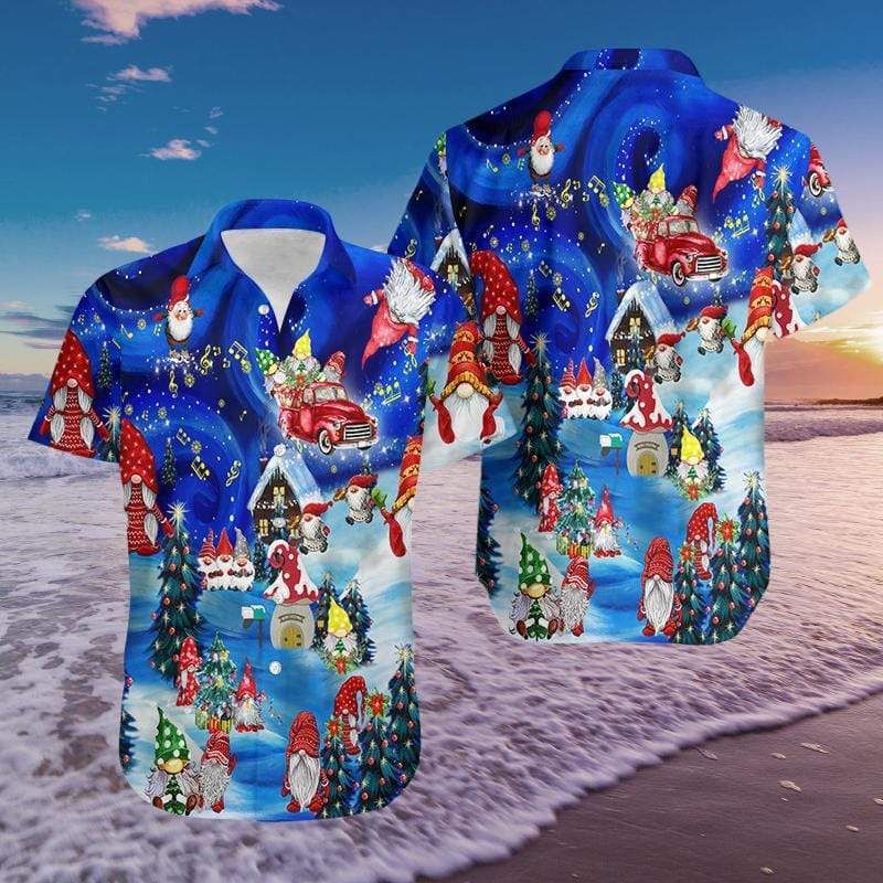 Hawaiian Aloha Shirts Hanging With My Gnomies Christmas