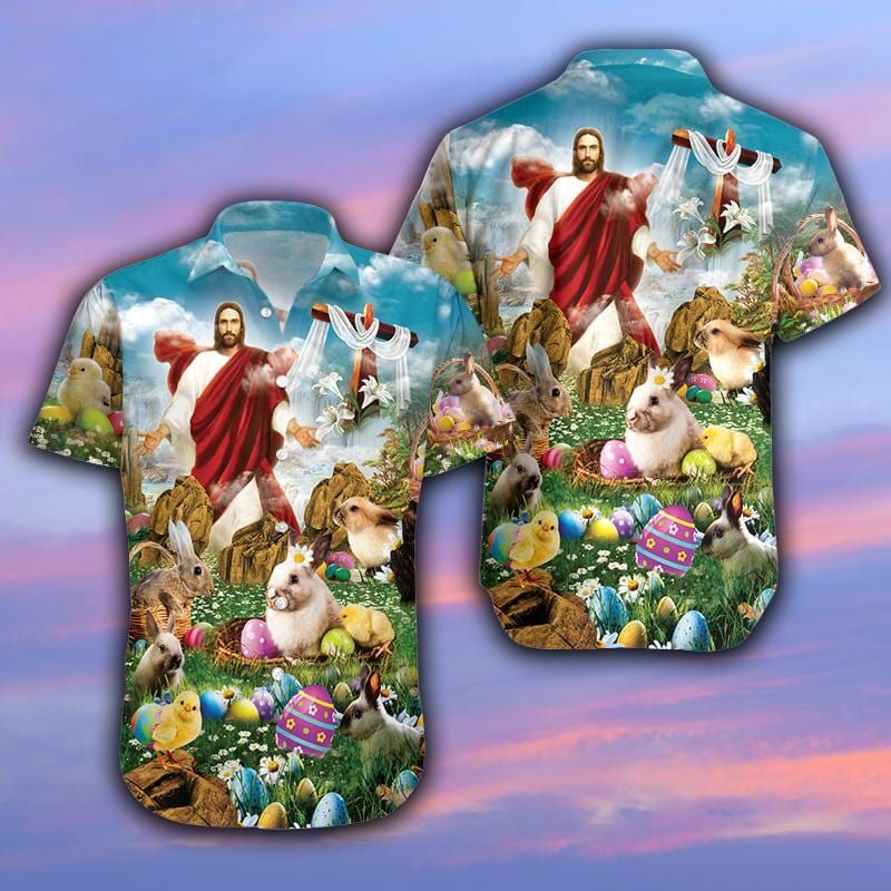 Hawaiian Aloha Shirts Happy Easter Jesus Is Risen #80321L