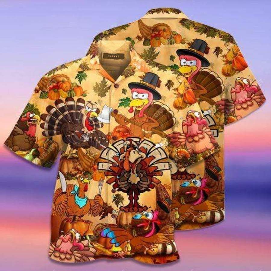  Hawaiian Aloha Shirts Happy Turkey Day Thanksgiving 