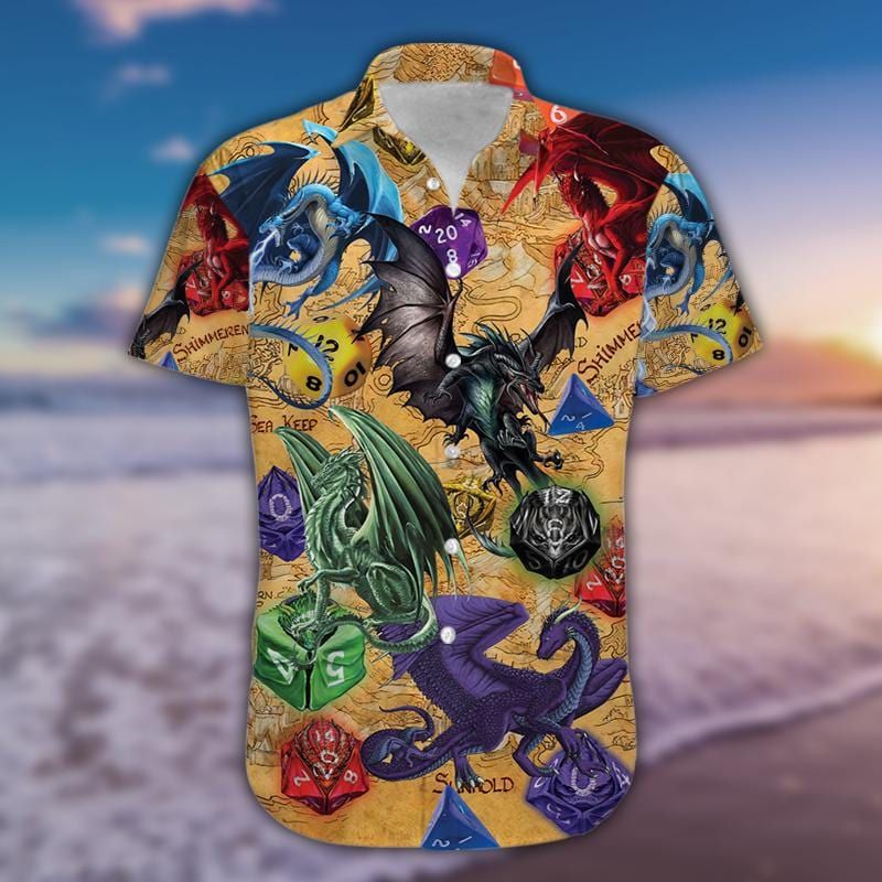 Hawaiian Aloha Shirts It's Time To Roll A Dragon Dice #100421H
