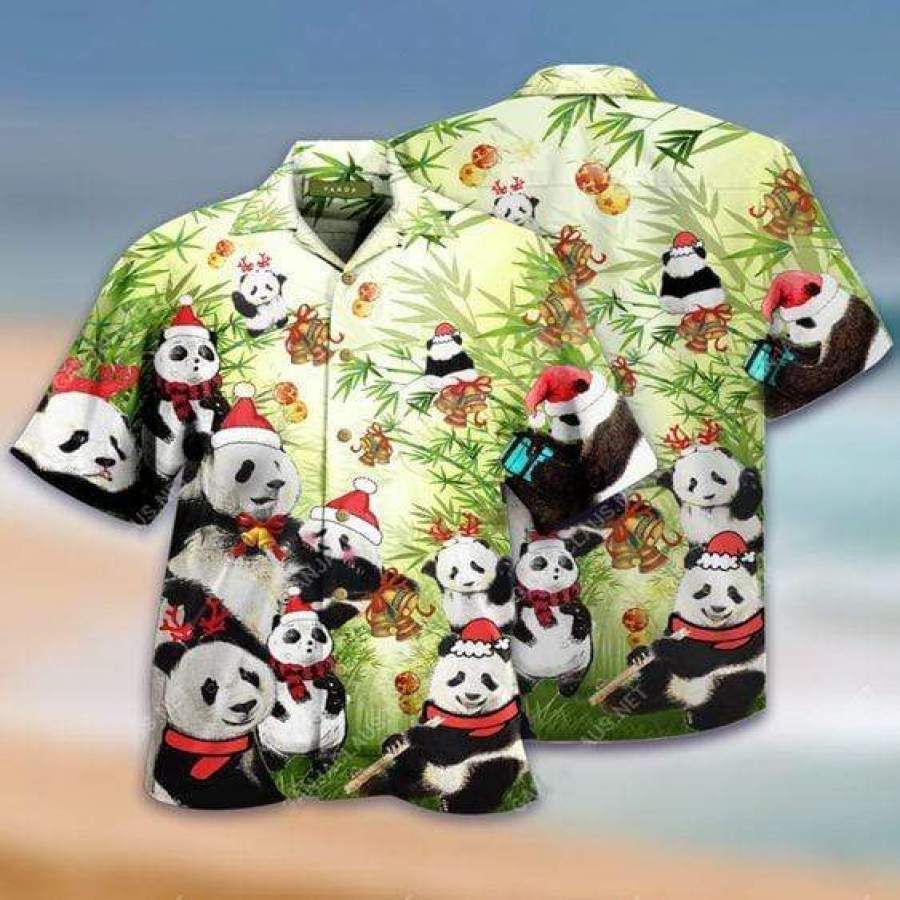Hawaiian Aloha Shirts Panda Claus Christmas