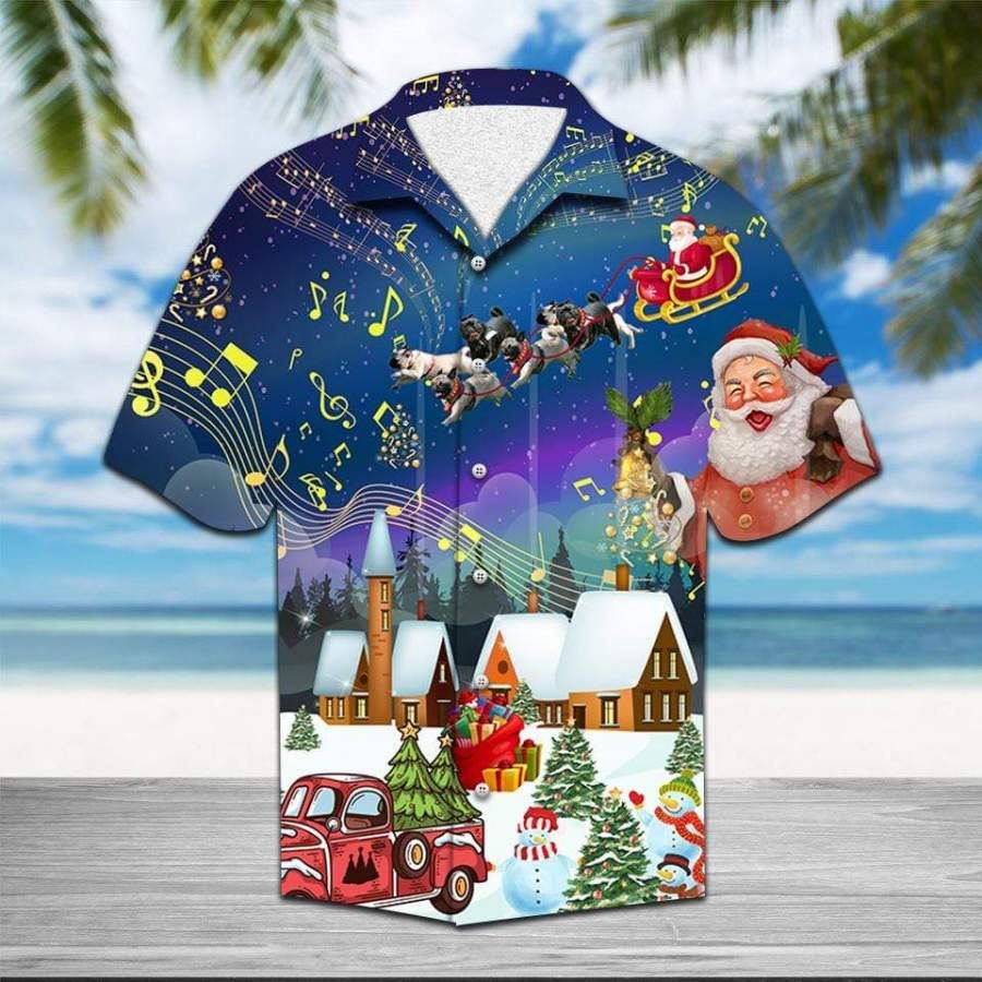 Hawaiian Aloha Shirts Pugs Sleigh Christmas