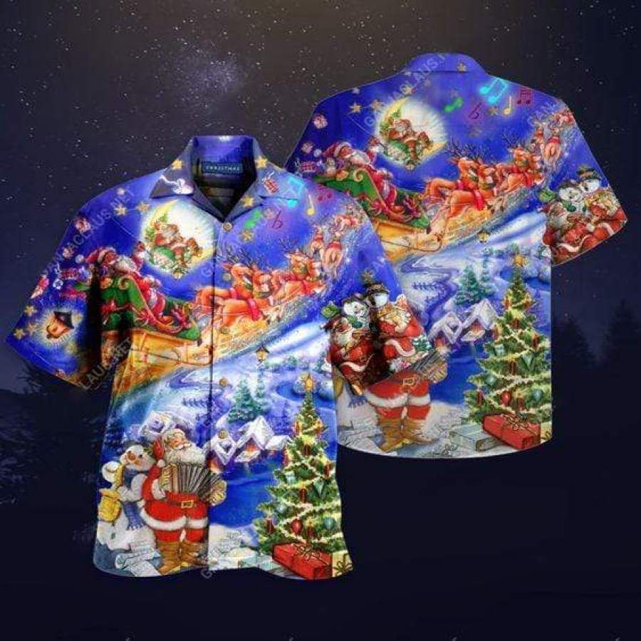 Hawaiian Aloha Shirts Santa Claus Christmas With Music