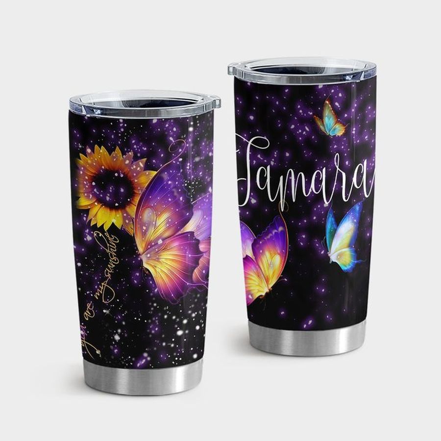 Helianthus Tumbler Cups, Butterfly Night Sunflower Butterfly Tumbler Tumbler Cup 20oz , Tumbler Cup 30oz, Straight Tumbler 20oz