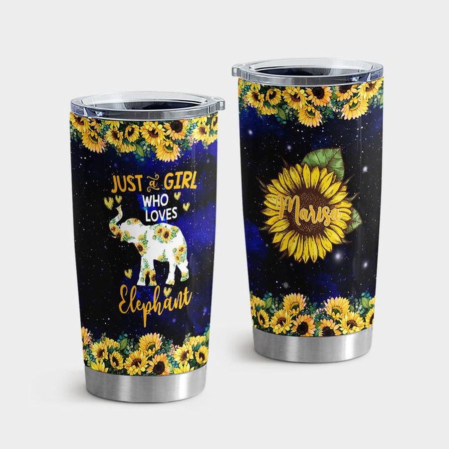 Helianthus Water Tumbler, Just A Girl Who Loves Elephant Sunflower Tumbler Tumbler Cup 20oz , Tumbler Cup 30oz, Straight Tumbler 20oz