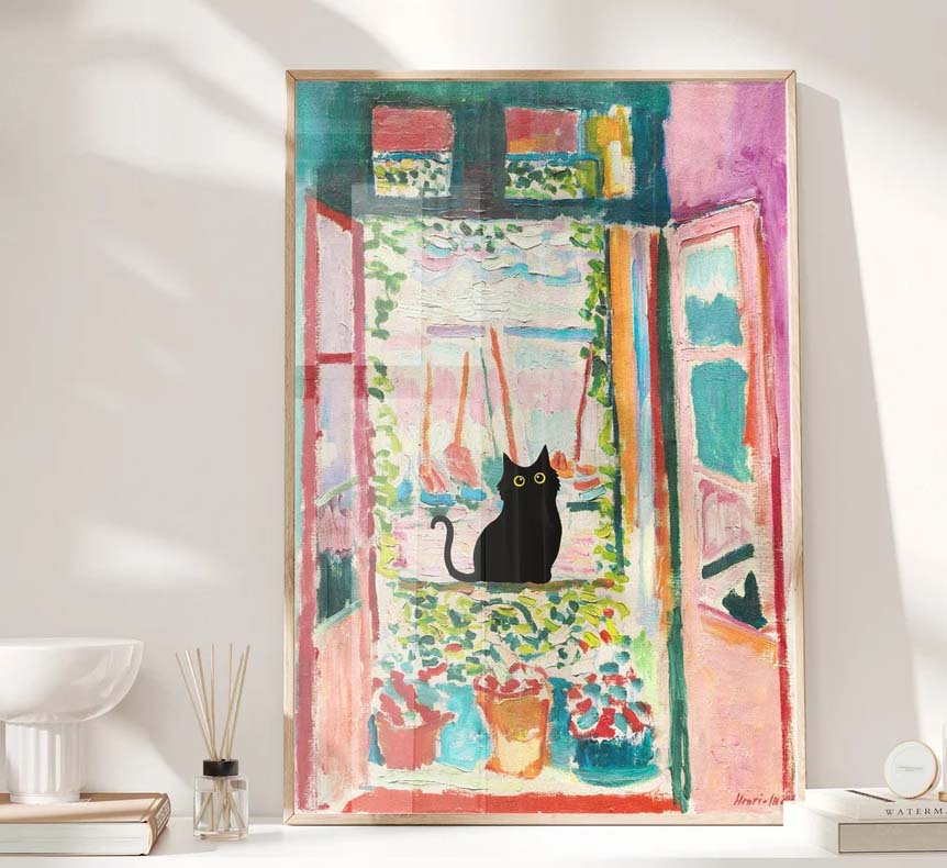 Henri Matisse Cat Print, Matisse Open Window Cat Poster