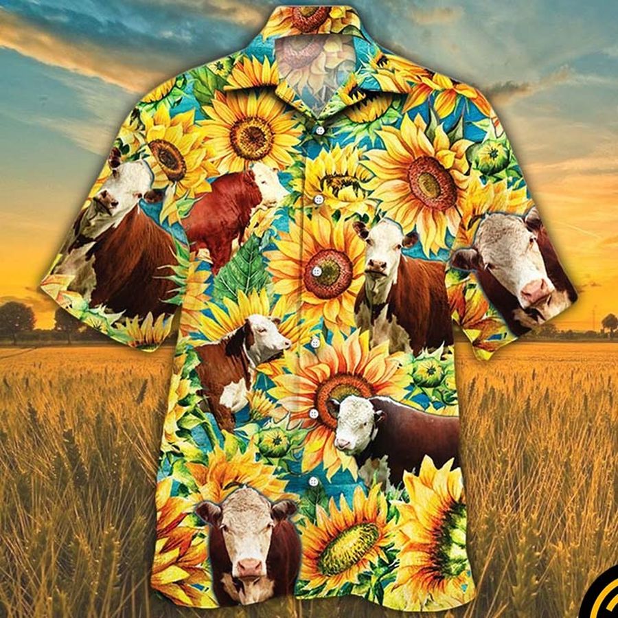 Hereford Sunflower Watercolor Hawaiian Shirt And Shorts