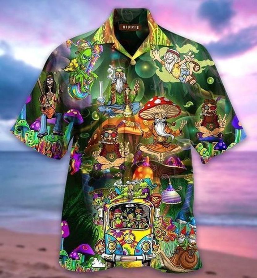 Hippie Hawaiian Graphic Print Short Sleeve Hawaiian Casual Shirt N98