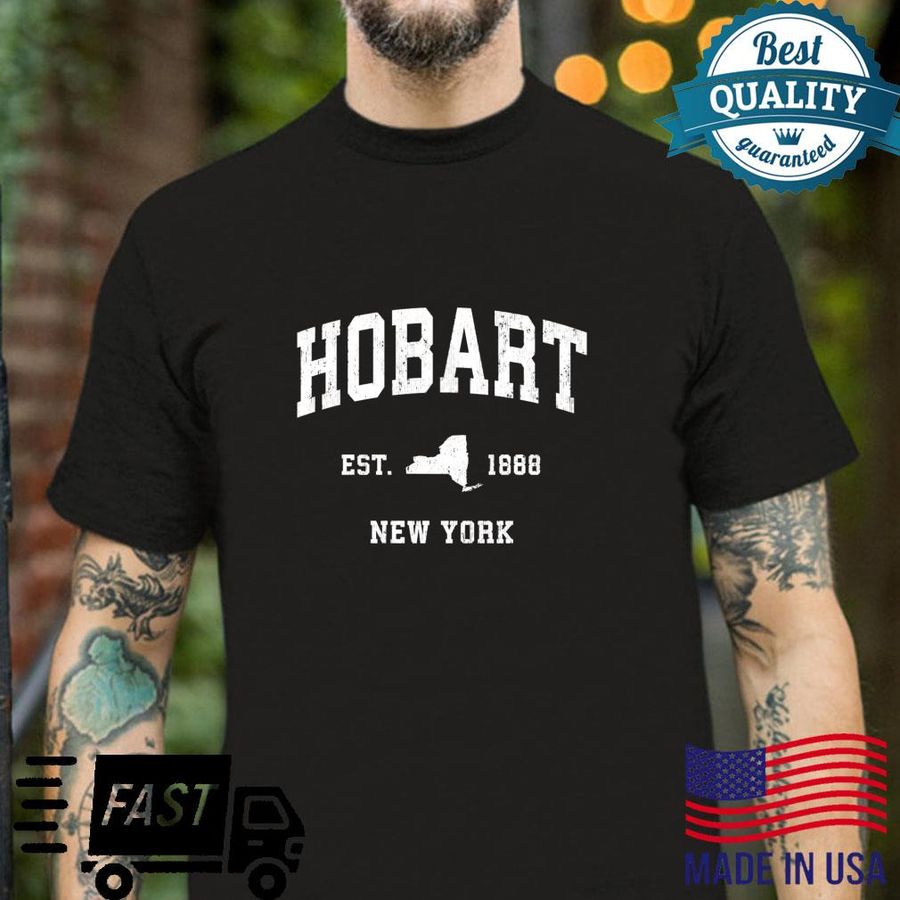 Hobart New York NY Vintage Athletic Sports Design Shirt