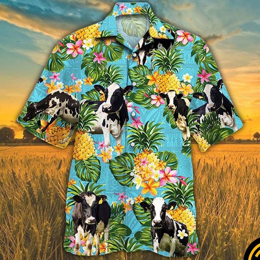 Holstein Friesian Catle Pineapple Hawaiian Shirt And Shorts
