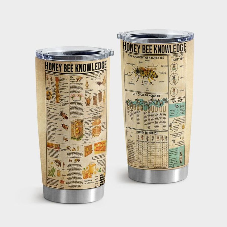 Honey Insulated Cups, Bee Honey Bee Knowledge Tumbler Tumbler Cup 20oz , Tumbler Cup 30oz, Straight Tumbler 20oz