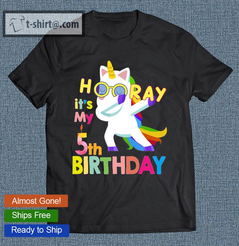 Hooray It’s My 5Th Birthday Girl Unicorn 5 Years Old Girl T-shirt