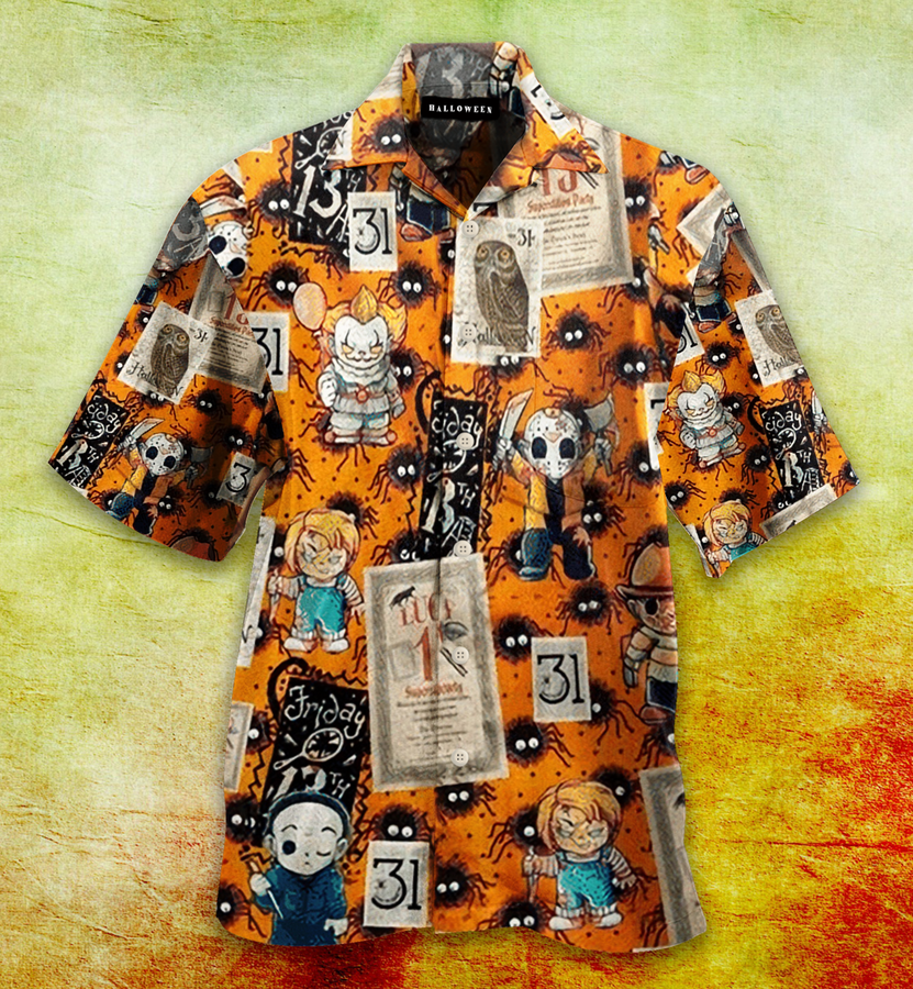 Horror 3d All Over Print Summer Button Design For Halloween Hawaii Shirt.png
