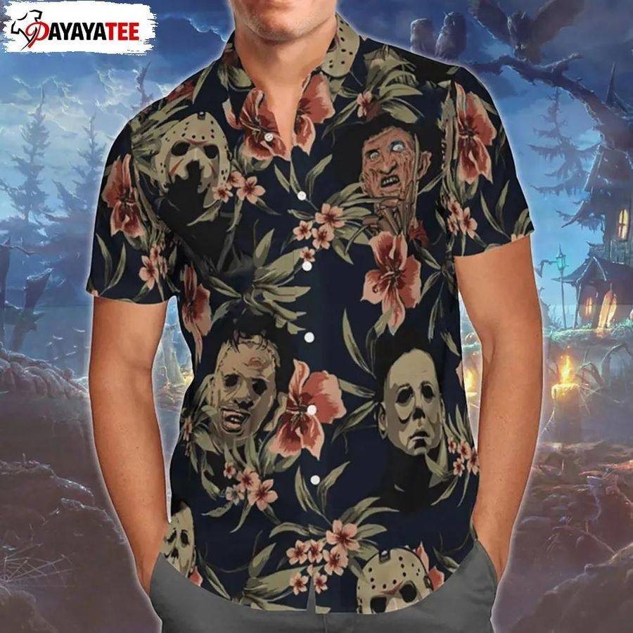 Horror Movie Characters Hawaiian Shirt, Jason Voorhees, Freddy Krueger ...