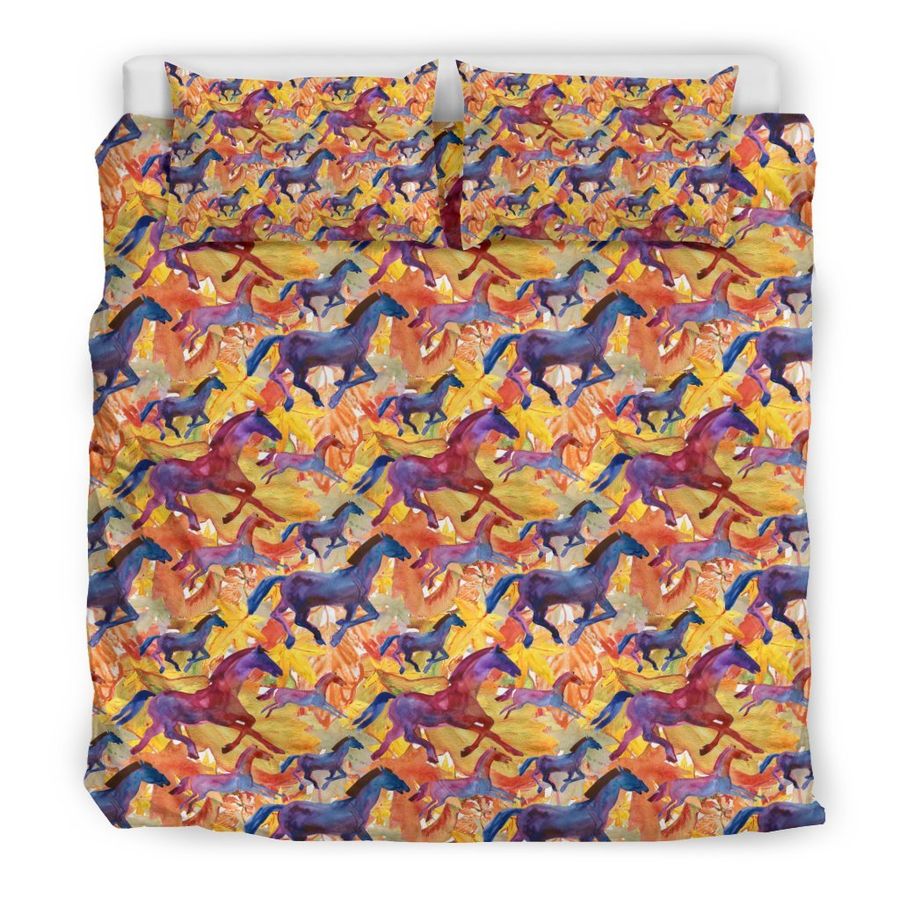 Horse Hand Drawn Pattern Print Duvet Cover Bedding Set