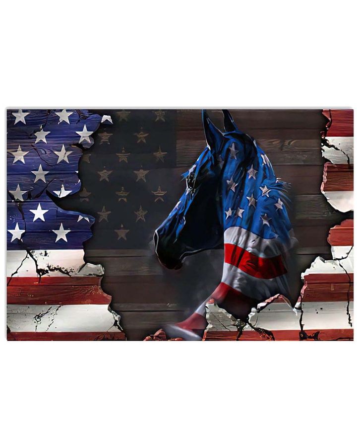 Horse Love Freedom American Flag Poster