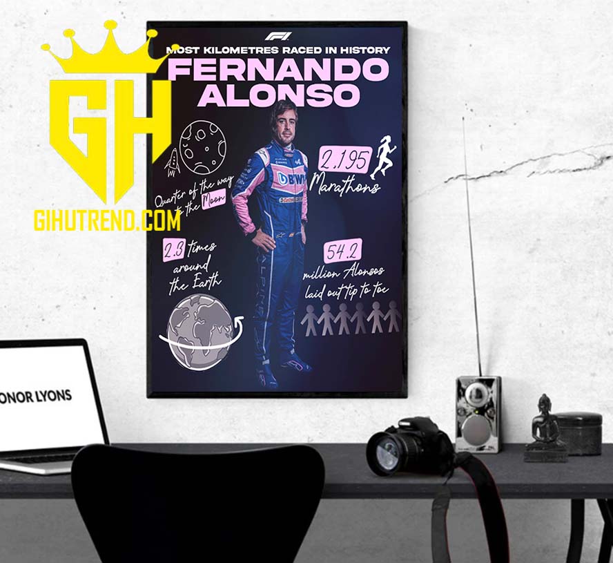 HOT Alpine Team Fernando Alonso The Marathon Man Longest Distance In F1 Poster Canvas