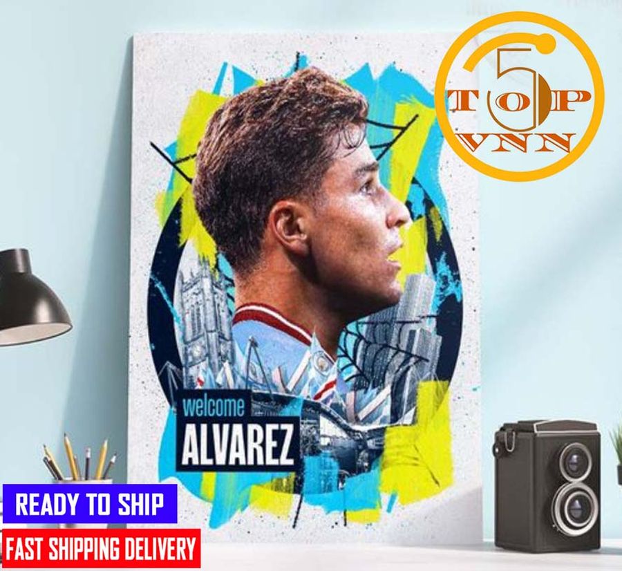 HOT NEW EPL Manchester City Signed Julian Alvarez Poster Canvas Home Decoration