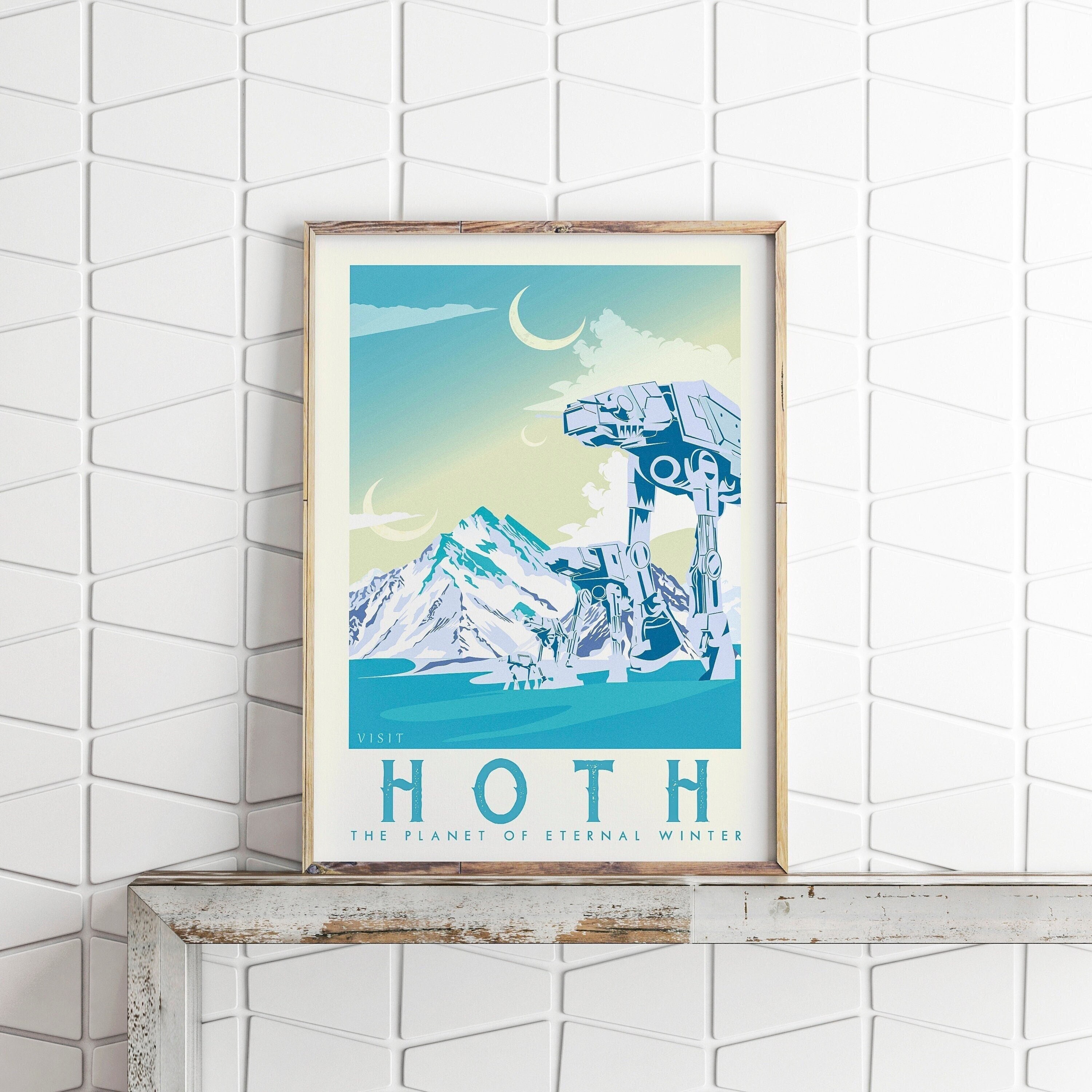 Hoth Star Wars Retro Travel Poster Star Wars Original Trilogy Prints Tatooine Hoth Endor A New Hope Empire Strikes Back