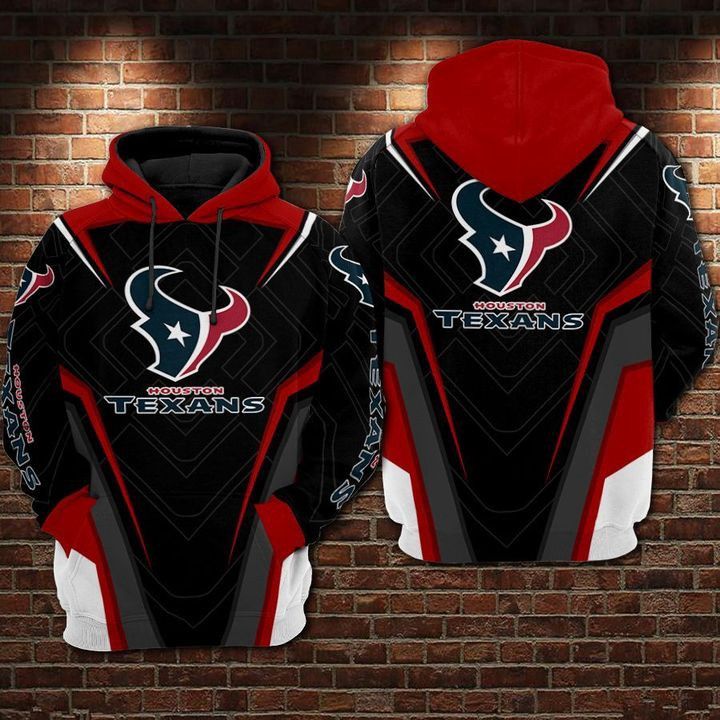 Houston Texans NFL Football Nrg Black Red Men And Women 3D Full Printing Pullover Hoodie And Zippered. Houston Texans 3D Full Printing Shirt 2020