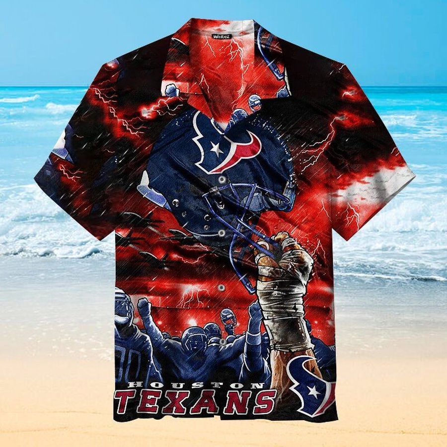 Houston Texans Revel Nfl Hawaiian Graphic Print Short Sleeve Hawaiian Shirt size S - 5XL