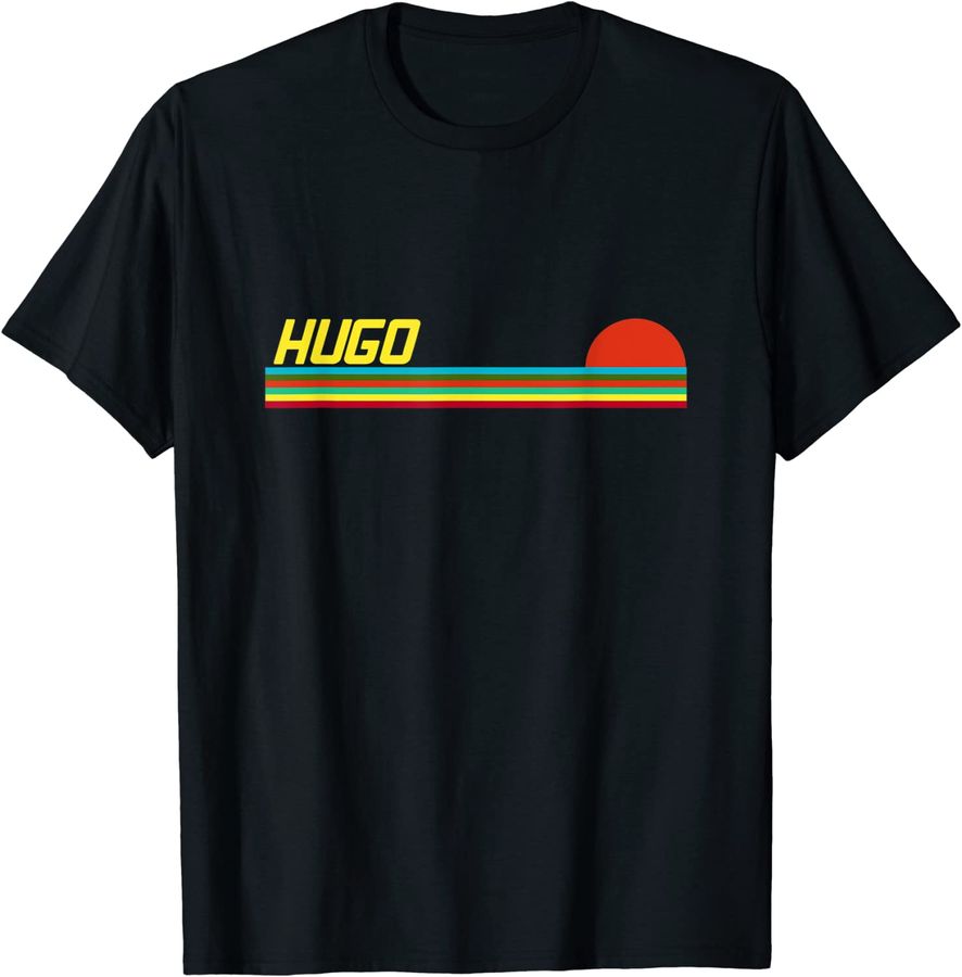 Hugo First Name Logo Retro Sunset Surfer Style Hugo_1