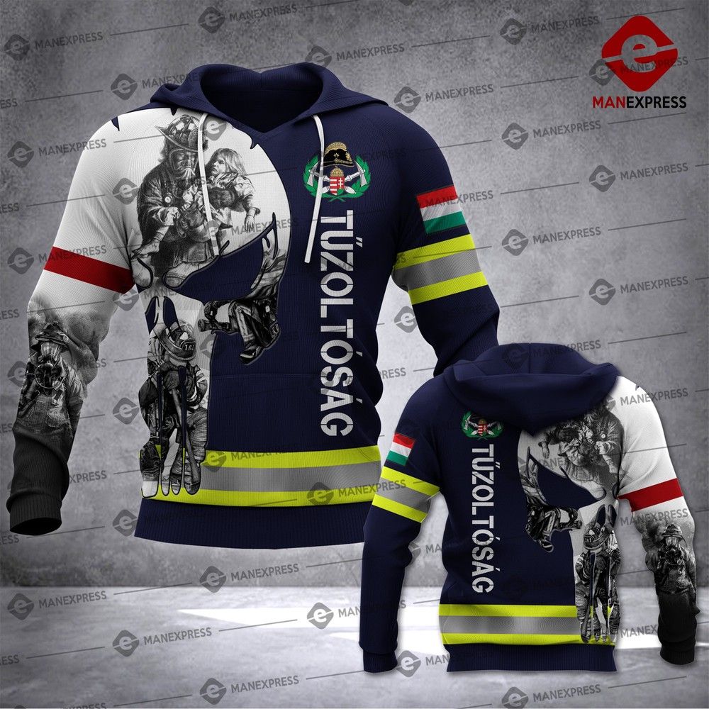 Hungarian Firefighter 3D Hoodie For Men For Women All Over Printed Hoodie Blue