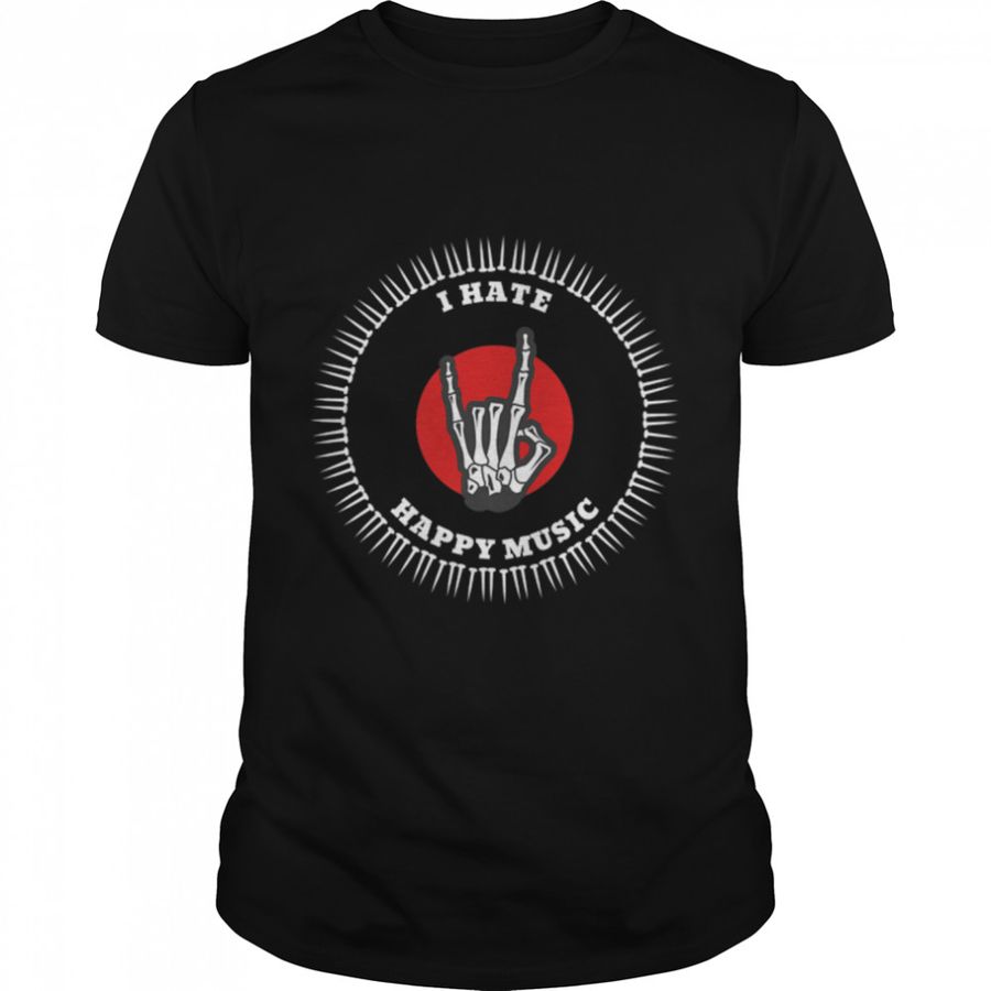 I Hate Happy Music Heavy Metal Rock Music Devil Horns Premium T-Shirt B0B4N7CKZ3