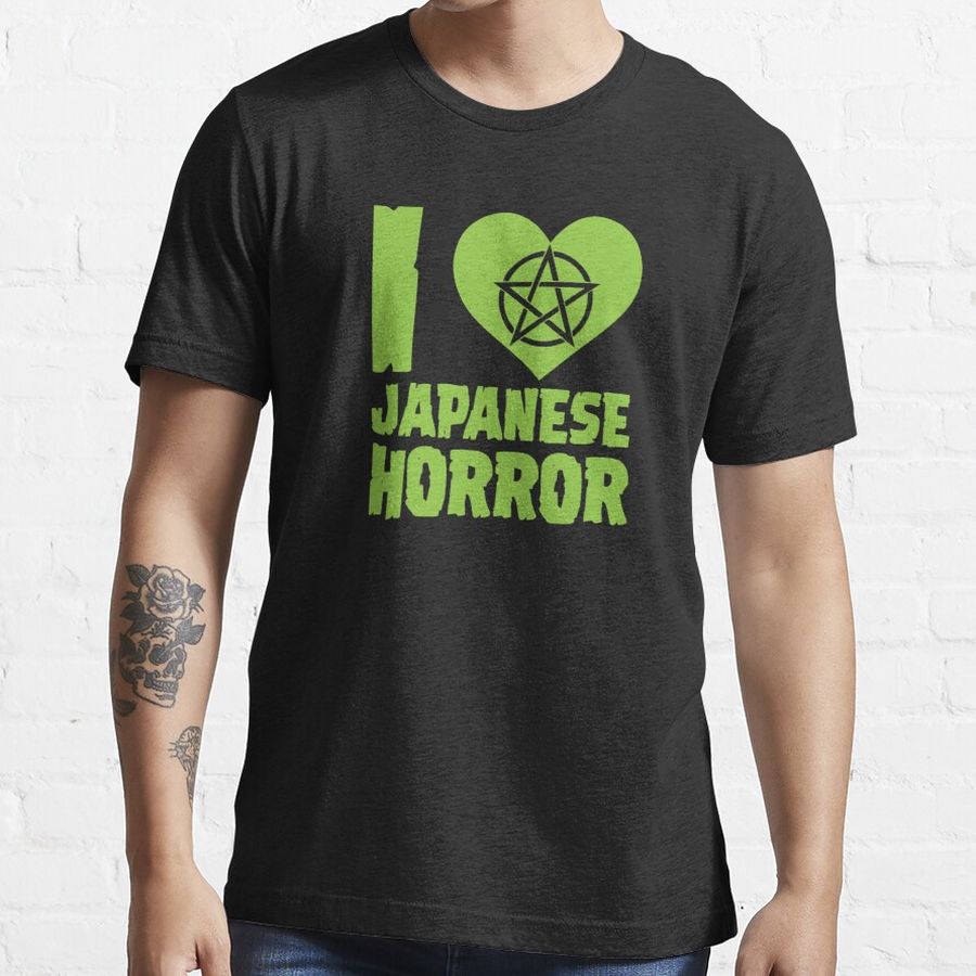 I Love Japanese Horror Heart Pentagram Funny Vintage Horror Movie Halloween Gift Essential T-Shirt