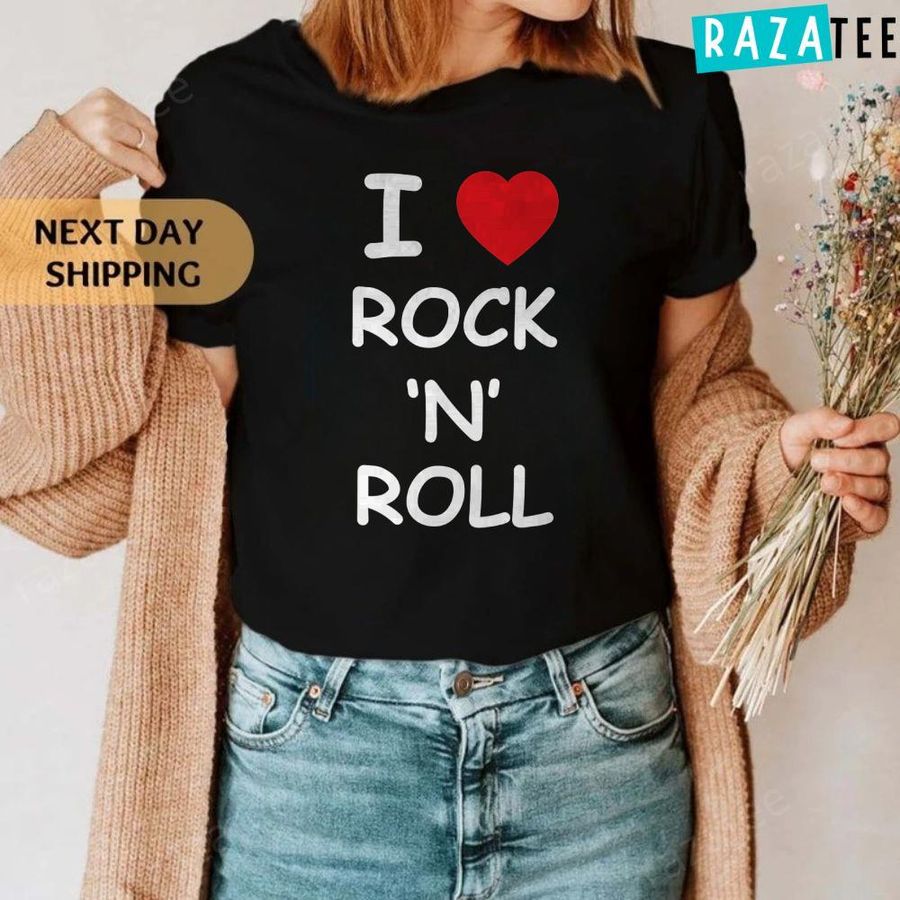 I Love Rock and Roll Music Lover Gift Vintage Retro Concert T-Shirt