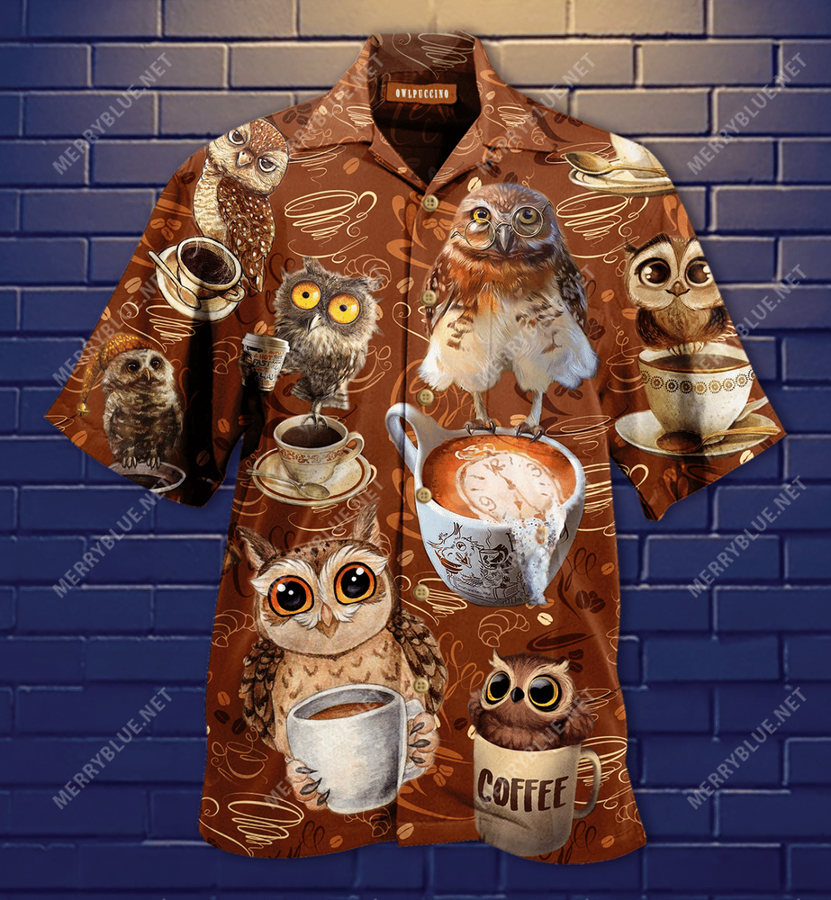 I Run On Coffee Owl Funny Hawaiian Shirt.png