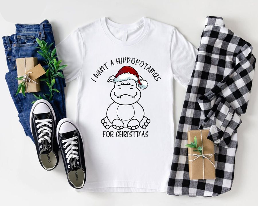 I Want A Hippopotamus For Christmas T-shirt, Xmas Hippo Christmas Shirt, Hippopotamus Holiday